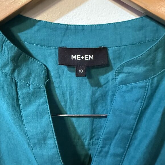 ME+EM Womens Blouse Size 10 Cotton Silk Classic Collar Button Front Long Sleeve - Picture 5 of 8